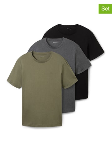 Tom Tailor 3-delige set: shirts kaki/grijs/zwart