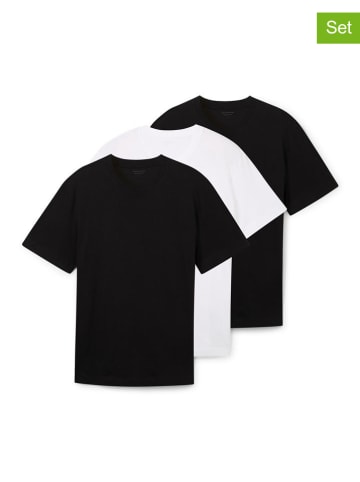 Tom Tailor 3er-Set: Shirts in Schwarz/ Weiß