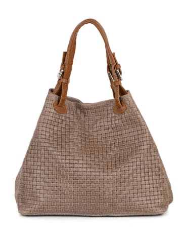 Lucca Baldi Leren handtas "Fosdinovo" taupe - (B)45 x (H)37 x (D)15 cm