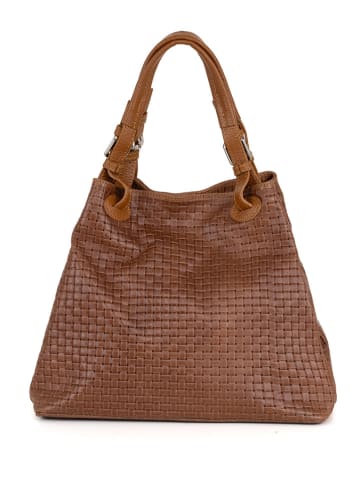 Lucca Baldi Leder-Henkeltasche "Fosdinovo" in Braun - (B)45 x (H)37 x (T)15 cm