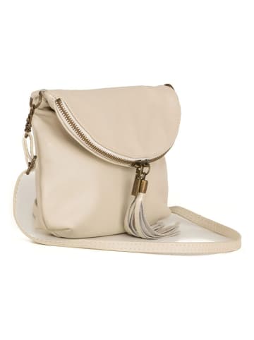 Lucca Baldi Leren schoudertas "Cetona" beige - (B)24 x (H)18 x (D)4 cm