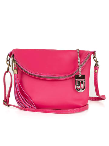 Lucca Baldi Leder-Umhängetasche "Cetona" in Fuchsia - (B)24 x (H)18 x (T)4 cm