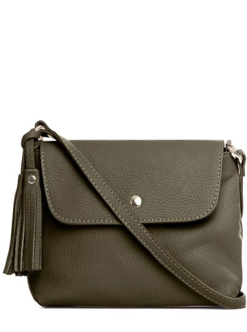Lucca Baldi Leder-Umhängetasche "Bagni" in Oliv - (B)25 x (H)17 x (T)7 cm