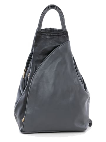 Lucca Baldi Leren rugzak "Novara" antraciet/zwart - (B)29 x (H)34 x (D)13 cm