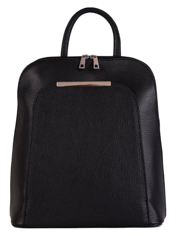 Lucca Baldi Leder-Rucksack "Cervia" in Schwarz - (B)33 x (H)35 x (T)12 cm
