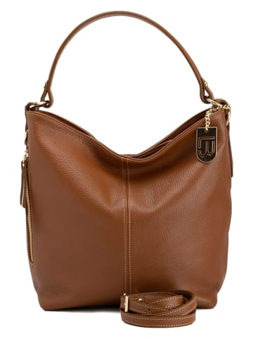 Lucca Baldi Leder-Schultertasche "Carrara" in Cognac - (B)36 x (H)28 x (T)12 cm