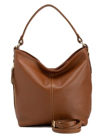 Lucca Baldi Leder-Schultertasche "Carrara" in Cognac - (B)36 x (H)28 x (T)12 cm