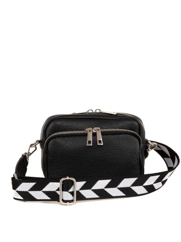 Lucca Baldi Leren schoudertas "Feltre" zwart - (B)19 x (H)15 x (D)7 cm