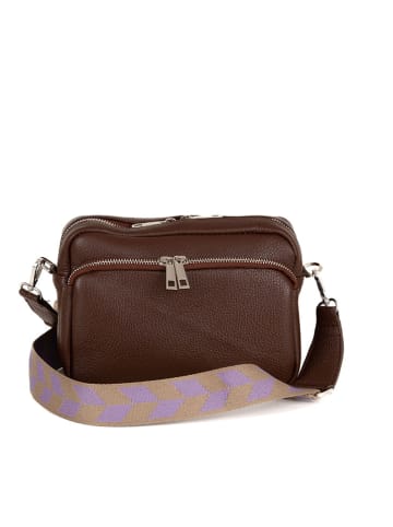 Lucca Baldi Leder-Umhängetasche "Feltre" in Dunkelbraun - (B)19 x (H)15 x (T)7 cm