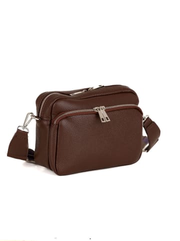 Lucca Baldi Leder-Umhängetasche "Feltre" in Dunkelbraun - (B)19 x (H)15 x (T)7 cm