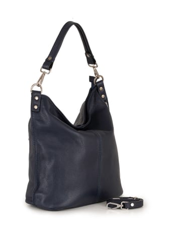 Lucca Baldi Leren schoudertas "Bolzano" donkerblauw - (B)45 x (H)40 x (D)15 cm