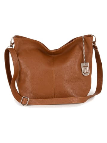 Lucca Baldi Leder-Schultertasche "Trapani" in Camel - (B)33 x (H)25 x (T)14 cm