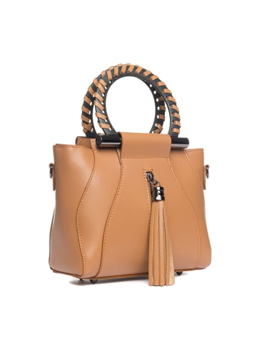Lia Biassoni Leder-Henkeltasche "Garlate" in Hellbraun - (B)28 x (H)21 x (T)10 cm