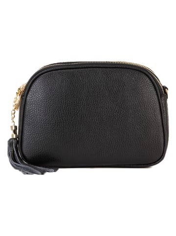 Lia Biassoni Leder-Umhängetasche "Flumendosa" in Schwarz - (B)23 x (H)17 x (T)7 cm