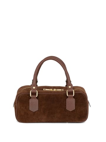 Lia Biassoni Leren handtas "Suede" bruin - (B)27 x (H)14 x (D)12 cm