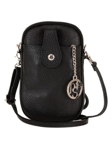 Pia Sassi Leder-Handytaschetasche "Serrottini" in Schwarz - (B)11 x (H)19 x (T)2 cm