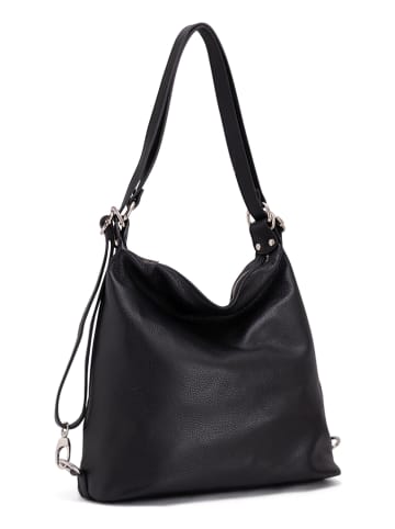 Anna Morellini Leder-Schultertasche "Ylenia" in Schwarz - (B)30 x (H)39 x (T)16 cm