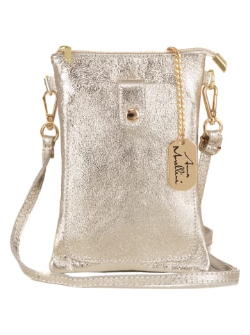 Anna Morellini Leder-Umhängetasche "Erica" in Gold - (B)14 x (H)21 x (T)1 cm