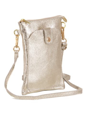 Anna Morellini Leder-Umhängetasche "Erica" in Gold - (B)14 x (H)21 x (T)1 cm
