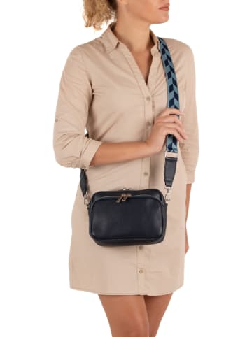 Anna Morellini Skórzana torebka "Erminia" w kolorze granatowym - 22 x 17 x 9 cm