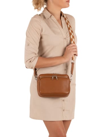 Anna Morellini Skórzana torebka "Erminia" w kolorze jasnobrązowym - 22 x 17 x 9 cm
