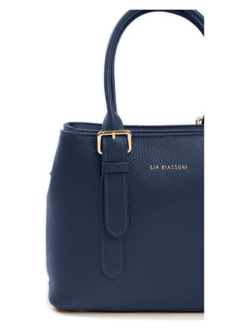 Lia Biassoni Leren handtas donkerblauw - (B)33 x (H)25 x (D)11 cm