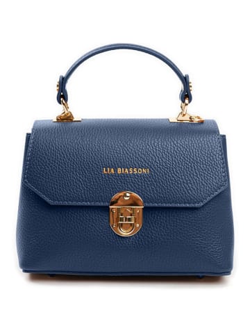 Lia Biassoni Leder-Umhängetasche "Calopinace" in Dunkelblau - (B)23 x (H)16 x (T)12 cm