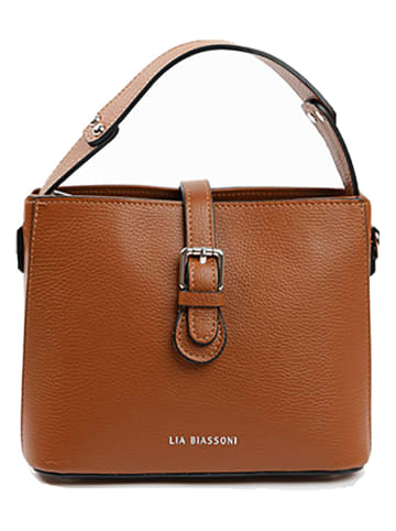 Lia Biassoni Leder-Henkeltasche in Hellbraun - (B)25 x (H)20 x (T)12 cm