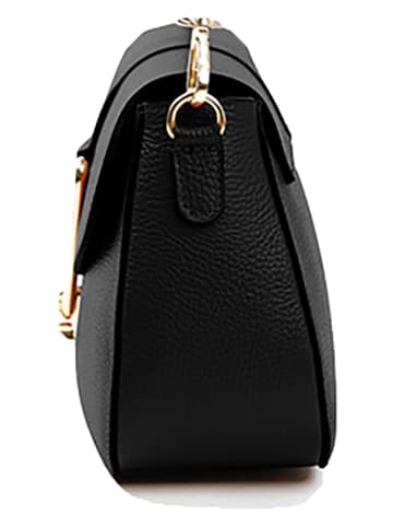 Lia Biassoni Leder-Schultertasche in Schwarz - (B)27 x (H)18 x (T)8 cm