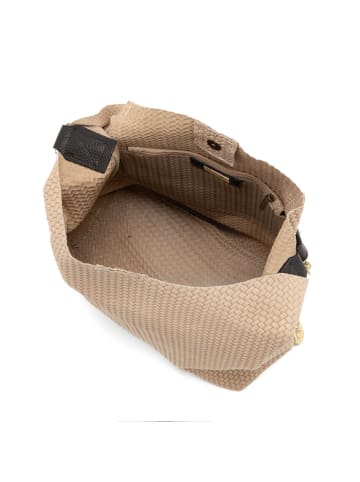 Anna Morellini Leder-Schultertasche "Sebastiana" in Beige - (B)38 x (H)36 x (T)14 cm