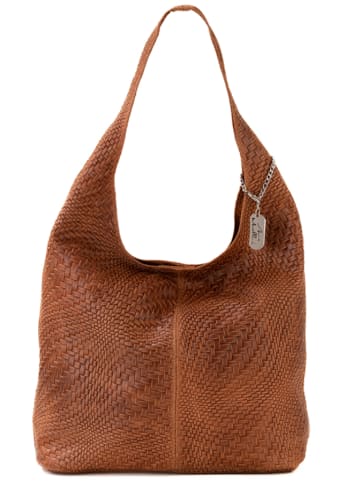 Anna Morellini Leder-Schultertasche "Palladia" in Braun - (B)38 x (H)30 x (T)2 cm