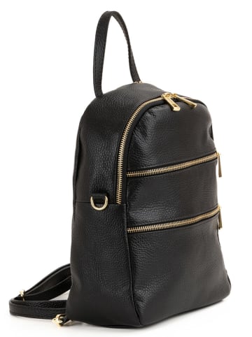 Anna Morellini Leder-Rucksack "Zeolla" in Schwarz - (B)22 x (H)29 x (T)11 cm