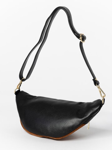 Anna Morellini Skórzana saszetka "Carola" w kolorze czarno-karmelowym - 32 x 16 x 9 cm