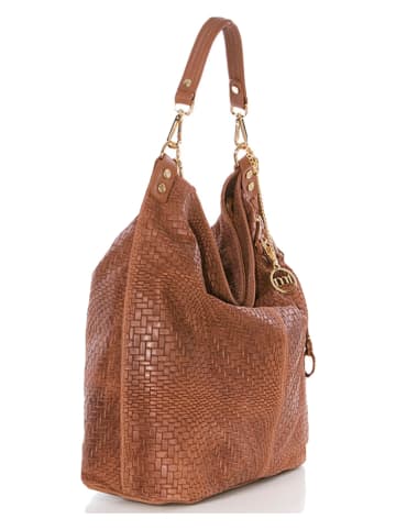 Mia Tomazzi Leren shopper "Niguarda" bruin - (B)42 x (H)38 x (D)17 cm