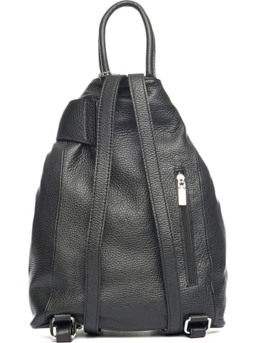 Mia Tomazzi Leder-Rucksack "Sirietto" in Schwarz - (B)28 x (H)35 x (T)13 cm