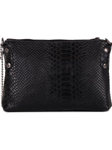 Mia Tomazzi Leder-Umhängetasche "Navigli" in Schwarz - (B)22 x (H)15 x (T)4 cm