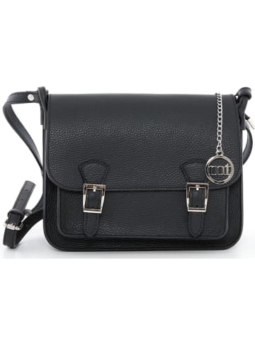 Mia Tomazzi Leder-Umhängetasche "Ontani" in Schwarz - (B)26 x (H)18 x (T)9 cm