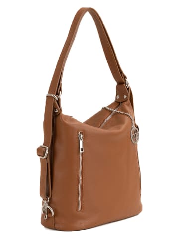 Mia Tomazzi Leder-Rucksack "Giulianova" in Hellbraun - (B)28 x (H)29 x (T)12 cm