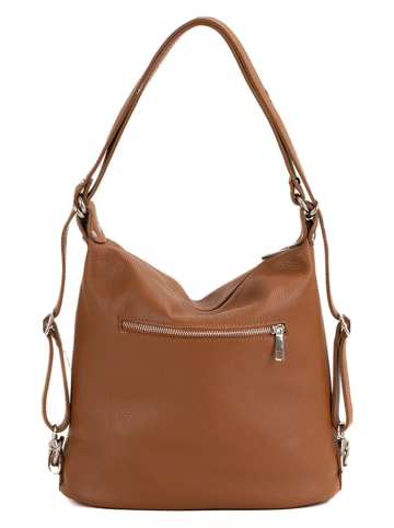 Mia Tomazzi Leren rugzak "Giulianova" lichtbruin - (B)28 x (H)29 x (D)12 cm