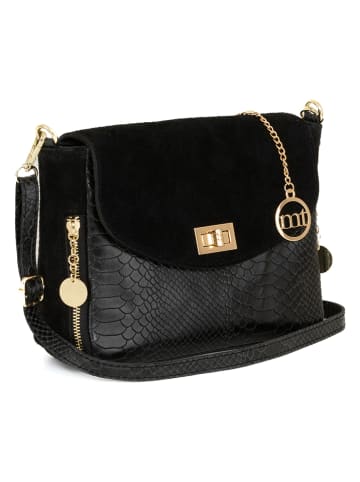Mia Tomazzi Leder-Umhängetasche "Marostica" in Schwarz - (B)26 x (H)21 x (T)10 cm