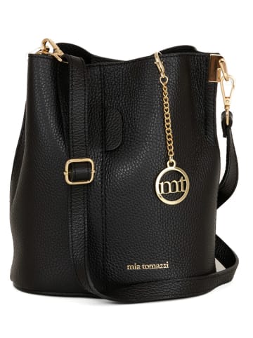 Mia Tomazzi Leren schoudertas zwart - (B)20 x (H)23 x (D)14 cm