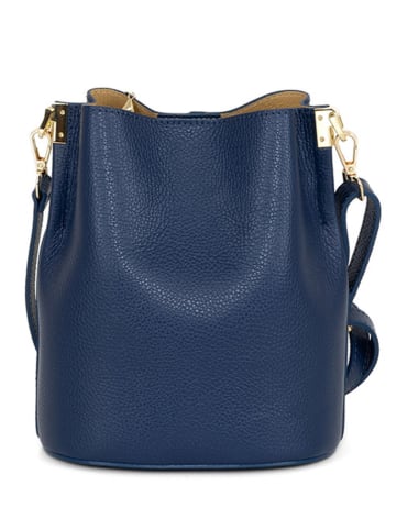 Mia Tomazzi Leren schoudertas "Vepra" donkerblauw - (B)20 x (H)23 x (D)14 cm