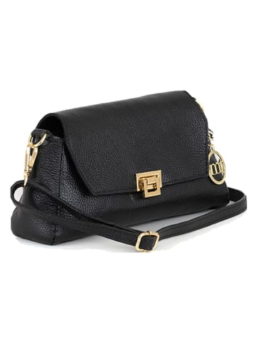 Mia Tomazzi Leder-Umhängetasche "Berbera" in Schwarz - (B)27 x (H)16 x (T)8 cm