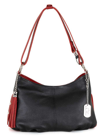 Anna Morellini Leren schoudertas "Mia" zwart - (B)30 x (H)20 x (D)8 cm