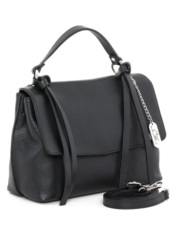 Anna Morellini Leder-Henkeltasche "Fiametta" in Schwarz - (B)26 x (H)20 x (T)9 cm