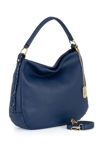 Anna Morellini Leren handtas "Sylvana" donkerblauw - (B)33 x (H)30 x (D)11 cm