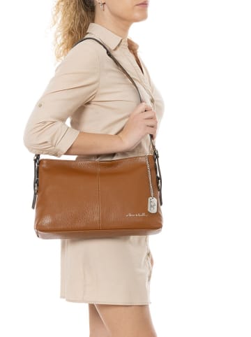 Anna Morellini Leder-Schultertasche "Brigida" in Camel - (B)36 x (H)24 x (T)9 cm