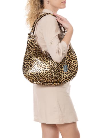 Anna Morellini Leder-Schultertasche "Lucetta" in Hellbraun - (B)38 x (H)34 x (T)10 cm