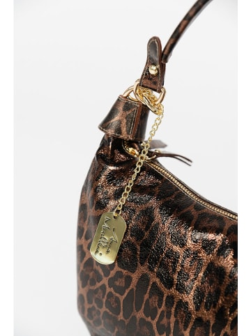 Anna Morellini Skórzana torebka "Crocifissa" w kolorze beżowo-brązowym - 29 x 23 x 10 cm