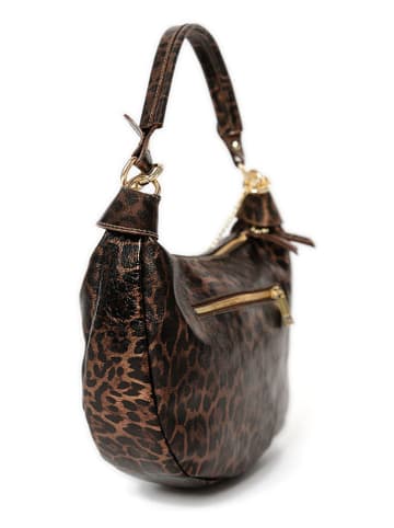 Anna Morellini Leren schoudertas "Crocifissa" beige/bruin - (B)29 x (H)23 x (D)10 cm